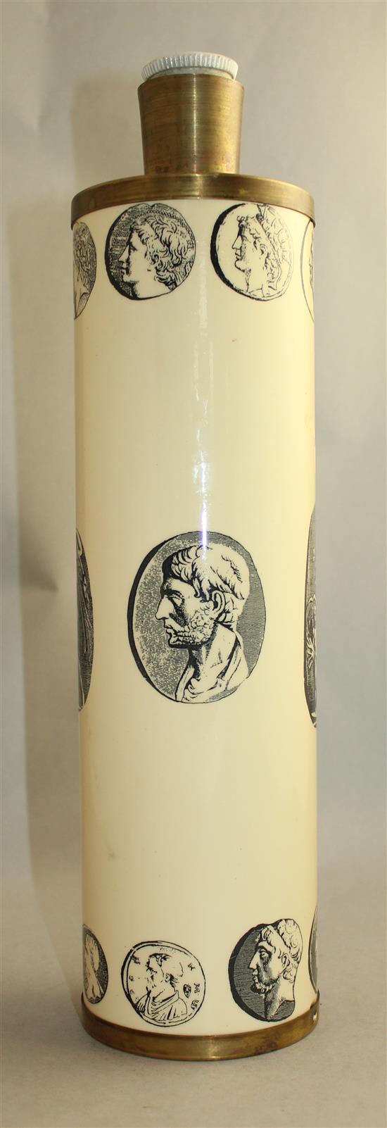 A Fornasetti type table lamp, total height 41.5cm